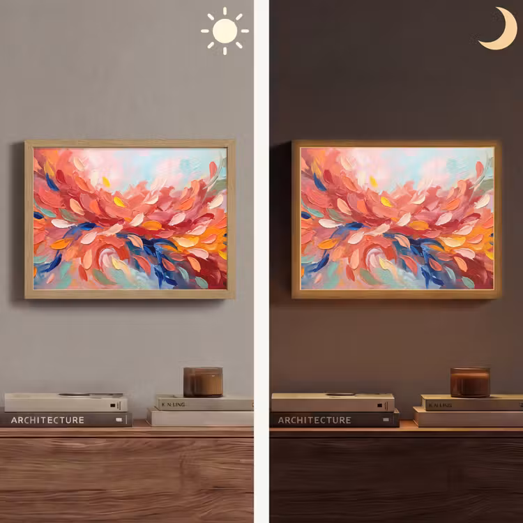 Bloemen - Abstract - Kunst - Modern Light Box met batterij (Wandlamp) middel -sfeer3
