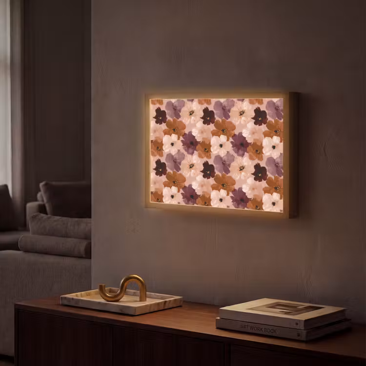 Bloemen - Abstract - Aardetinten Light Box met batterij (Wandlamp) middel 907 -sfeer1