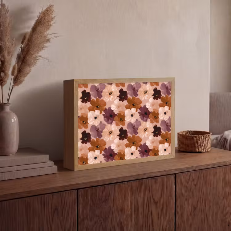 Bloemen - Abstract - Aardetinten Light Box met batterij (Wandlamp) middel 907 -sfeer2