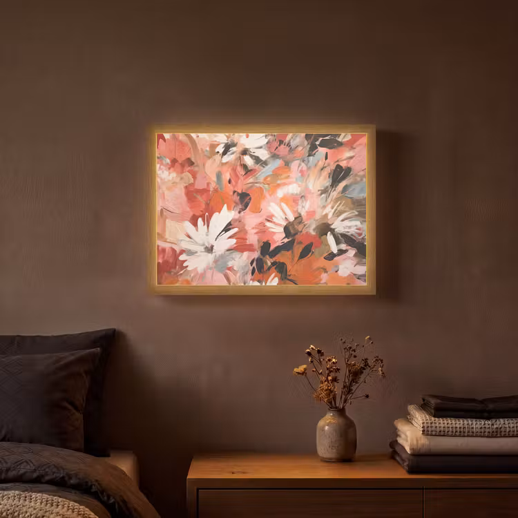 Bloemen - Kunst - Abstract - Verf Light Box met batterij (Wandlamp) middel -sfeer4