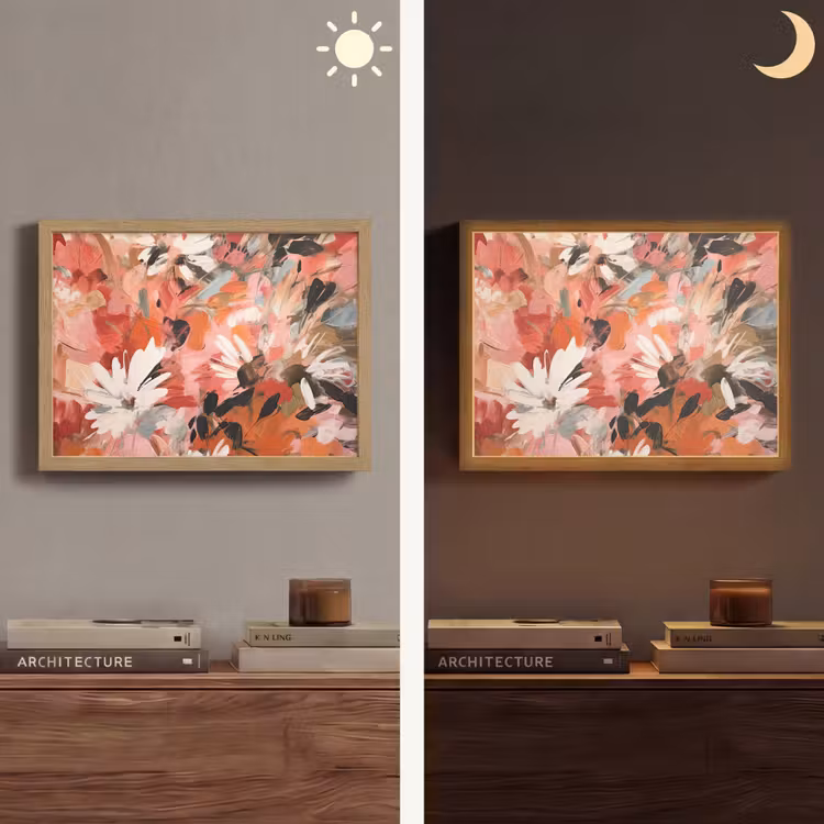 Bloemen - Kunst - Abstract - Verf Light Box met batterij (Wandlamp) middel -sfeer3