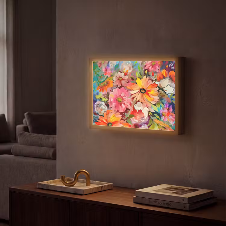 Bloemen - Kunst - Schilderij - Botanisch Light Box met batterij (Wandlamp) middel -sfeer1