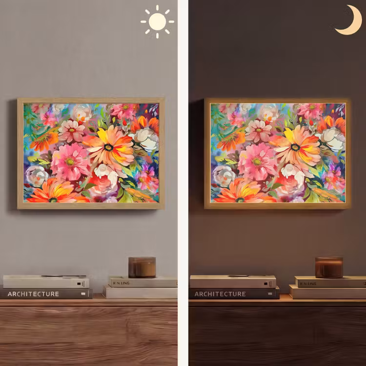 Bloemen - Kunst - Schilderij - Botanisch Light Box met batterij (Wandlamp) middel -sfeer3