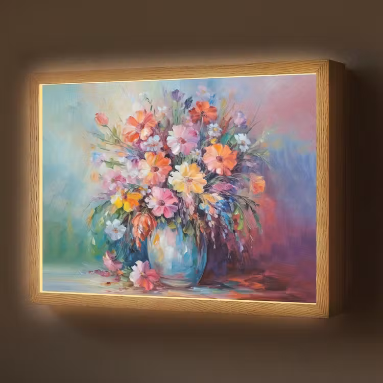 Bloemen - Kunst - Schilderij - Lente - Boeket Light Box met batterij (Wandlamp) middel -z3d_website