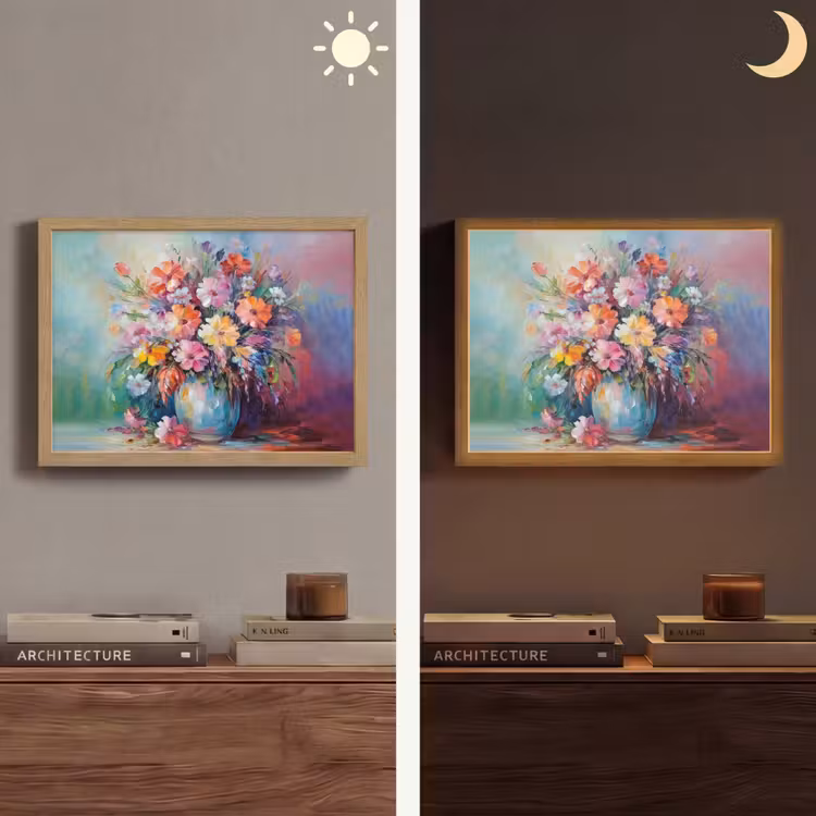 Bloemen - Kunst - Schilderij - Lente - Boeket Light Box met batterij (Wandlamp) middel -sfeer3