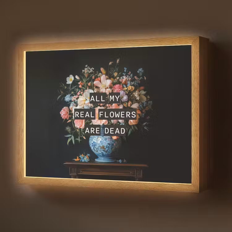 Bloemen - Art - Pastel - Quotes Light Box met batterij (Wandlamp) middel -z3d_website
