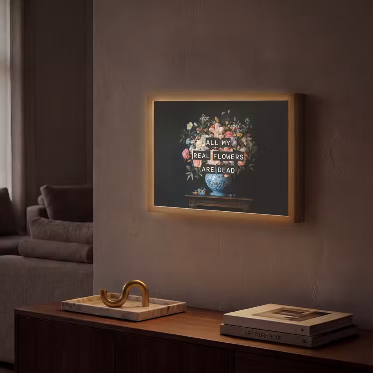 Bloemen - Art - Pastel - Quotes Light Box met batterij (Wandlamp) middel -sfeer1
