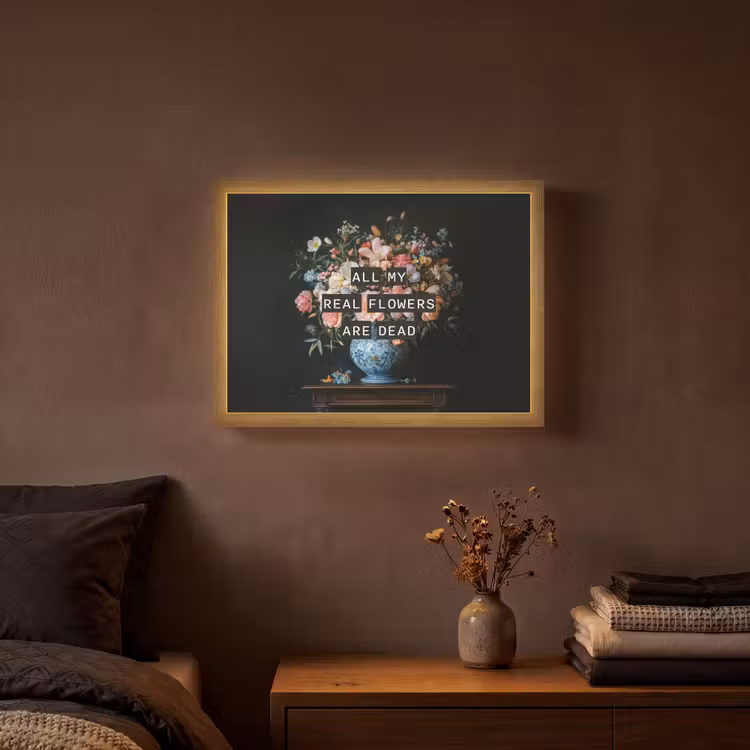 Bloemen - Art - Pastel - Quotes Light Box met batterij (Wandlamp) middel -sfeer4