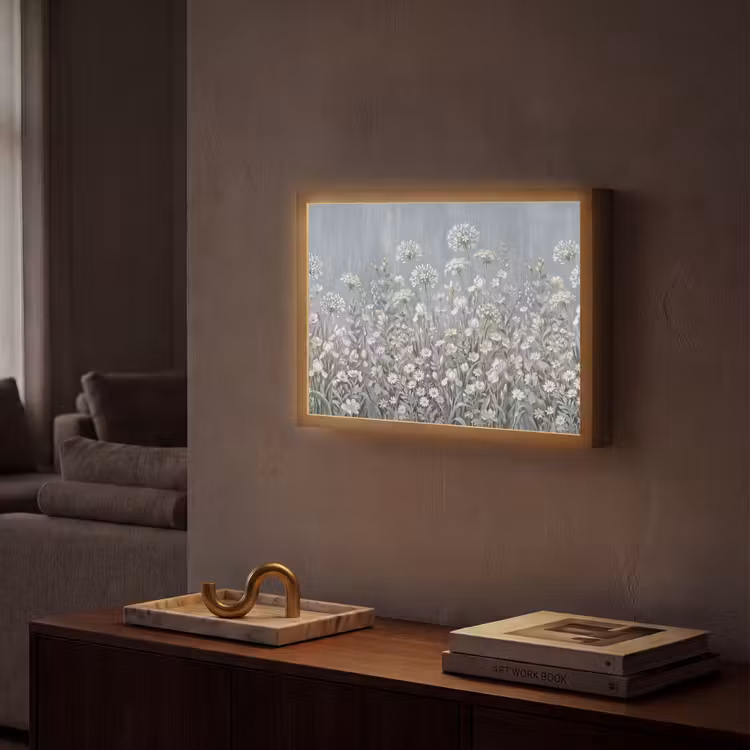 Bloemen - Botanisch - Blauw Light Box met batterij (Wandlamp) middel -sfeer1