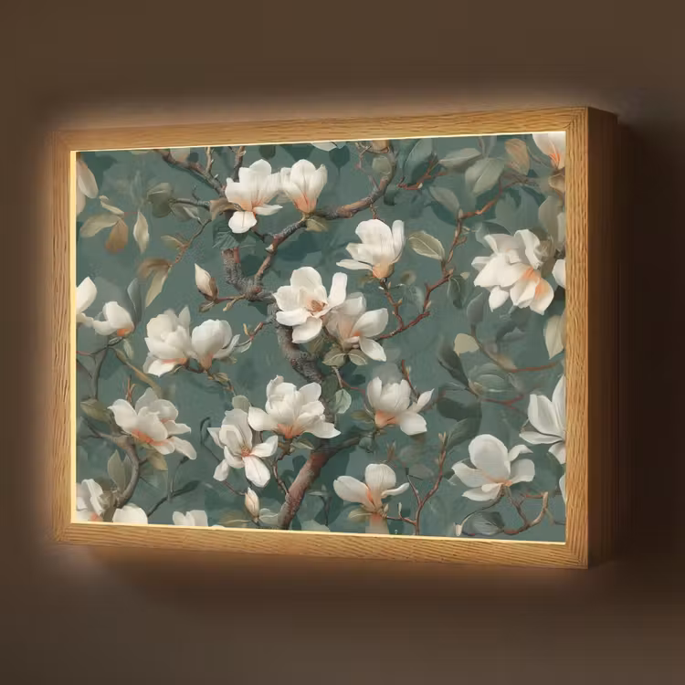 Bloemen - Takken - Wit - Klassiek Light Box met batterij (Wandlamp) middel -z3d_website