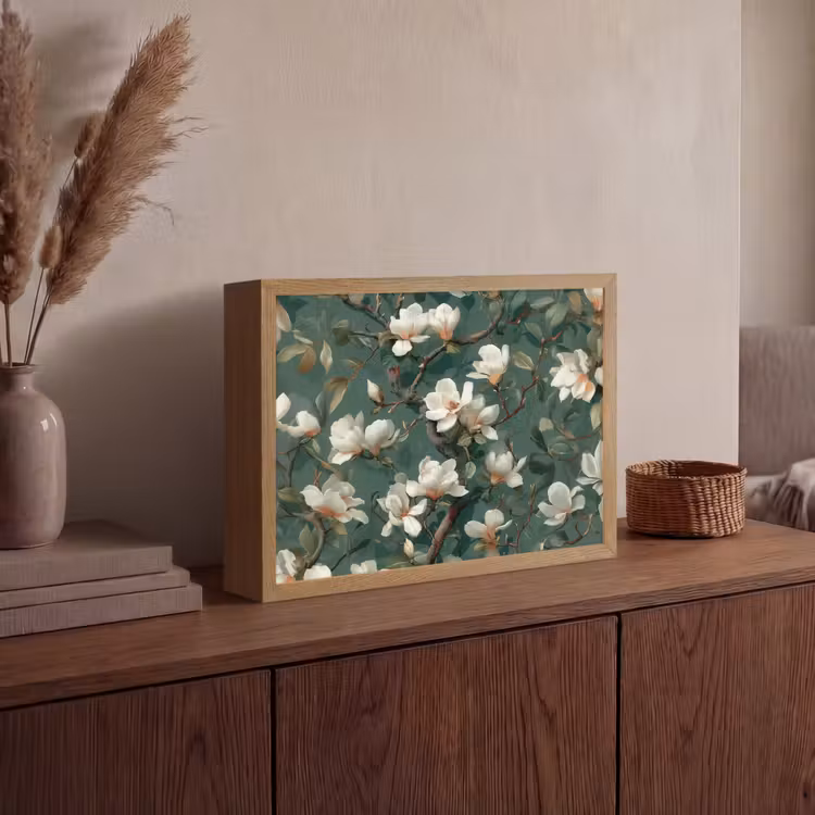 Bloemen - Takken - Wit - Klassiek Light Box met batterij (Wandlamp) middel -sfeer2