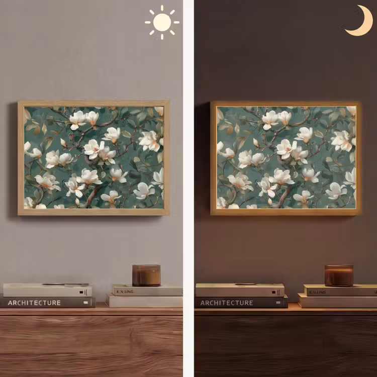 Bloemen - Takken - Wit - Klassiek Light Box met batterij (Wandlamp) middel -sfeer3