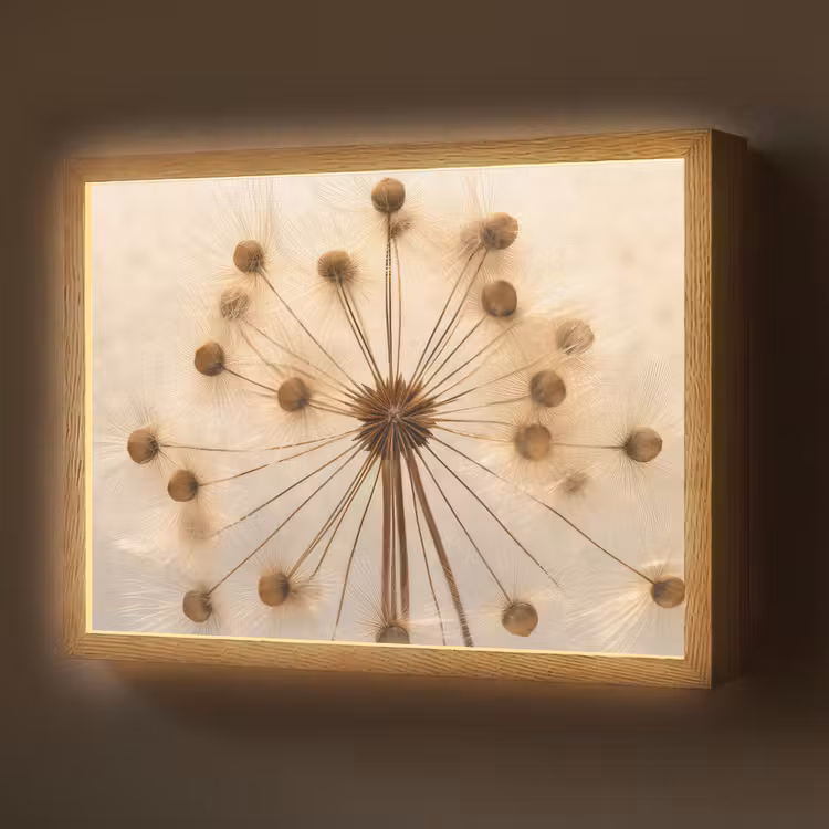 Bloemen - Bruin - Planten - Botanisch Light Box met batterij (Wandlamp) middel -z3d_website