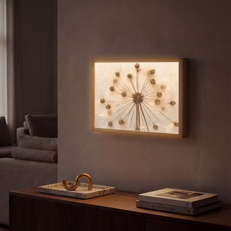 Bloemen - Bruin - Planten - Botanisch Light Box met batterij (Wandlamp) middel -sfeer1