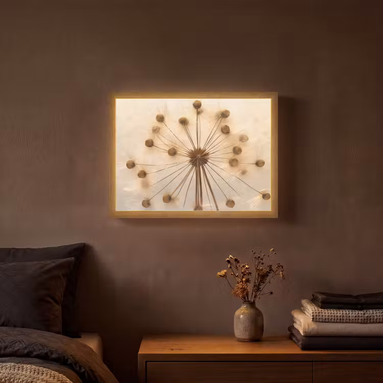 Bloemen - Bruin - Planten - Botanisch Light Box met batterij (Wandlamp) middel -sfeer4