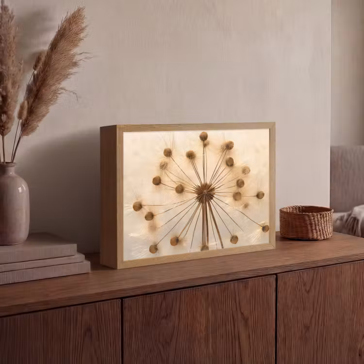 Bloemen - Bruin - Planten - Botanisch Light Box met batterij (Wandlamp) middel -sfeer2