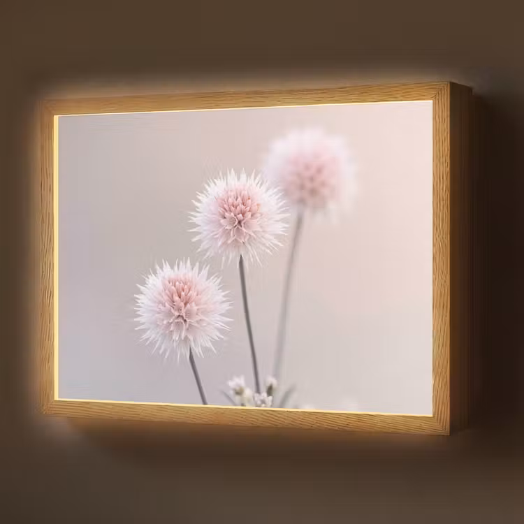 Bloemen - Bollen - Roze Light Box met batterij (Wandlamp) middel -z3d_website