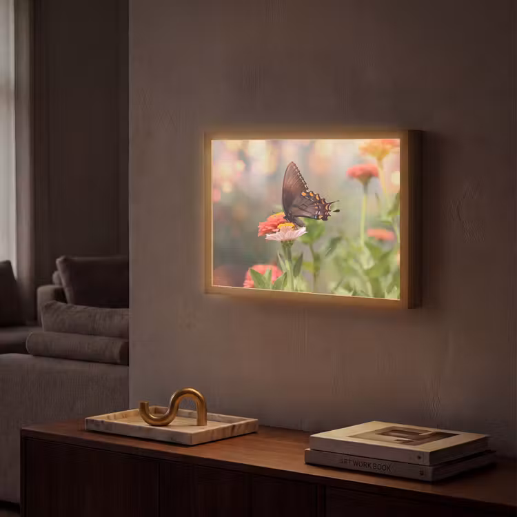 Bloemen - Vlinder - Natuur - Bloem Light Box met batterij (Wandlamp) middel -sfeer1