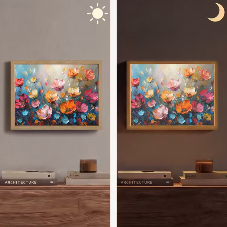Bloemen - Kleurrijk - Abstract - Verf - Natuur Light Box met batterij (Wandlamp) middel -sfeer3
