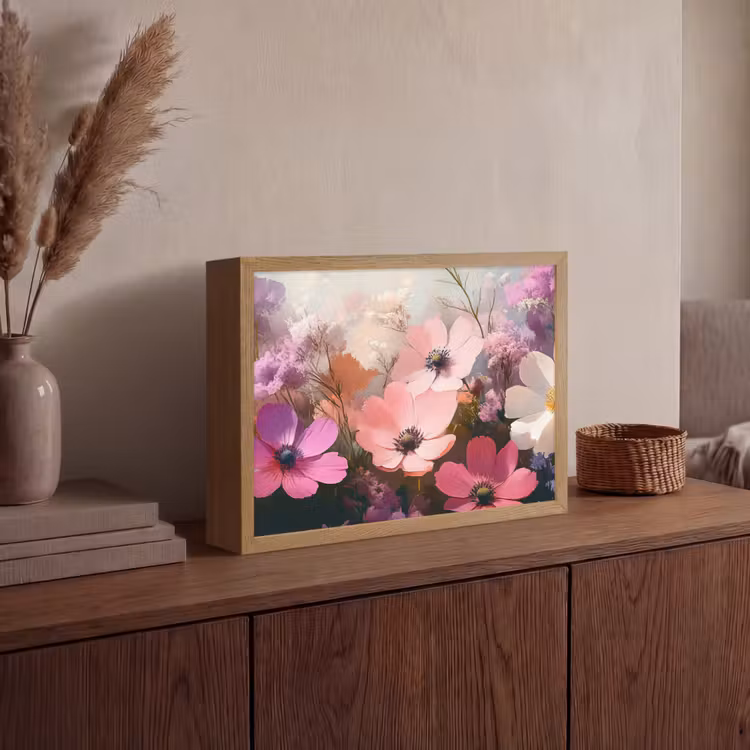 Bloemen - Kleurrijk - Bloei Light Box met batterij (Wandlamp) middel -sfeer2