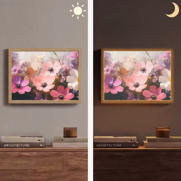 Bloemen - Kleurrijk - Bloei Light Box met batterij (Wandlamp) middel -sfeer3
