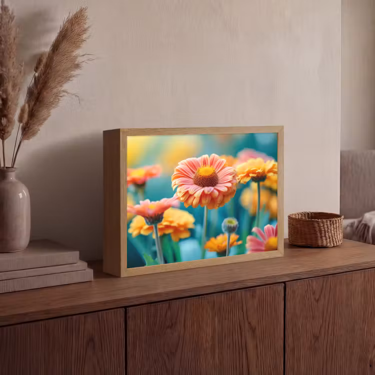 Bloemen - Kleurrijk - Natuur - Gerbera Light Box met batterij (Wandlamp) middel -sfeer2