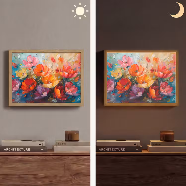 Bloemen - Kleurrijk - Verf - Abstract - Kunst Light Box met batterij (Wandlamp) middel -sfeer3