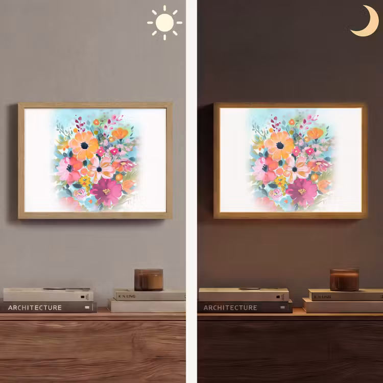 Bloemen - Kleuren - Boeket - Natuur Light Box met batterij (Wandlamp) middel -sfeer3