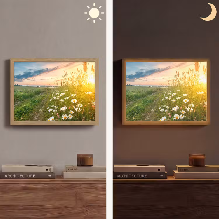 Bloemen - Madelief - Natuur - Zon - Horizon Light Box met batterij (Wandlamp) middel -sfeer3