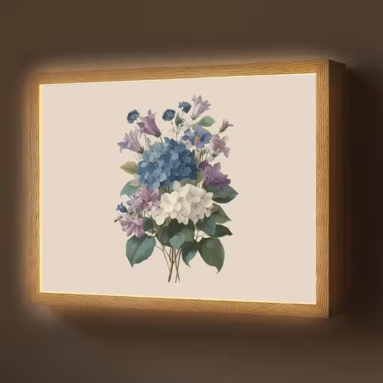 Bloemen - Gedetailleerd - Rust - Realistisch Light Box met batterij (Wandlamp) middel -z3d_website
