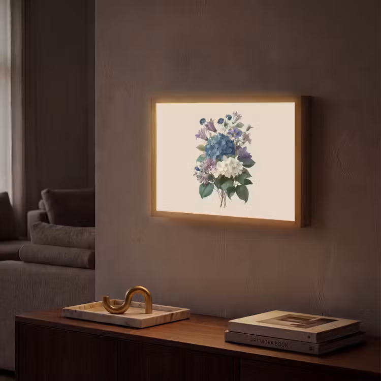 Bloemen - Gedetailleerd - Rust - Realistisch Light Box met batterij (Wandlamp) middel -sfeer1