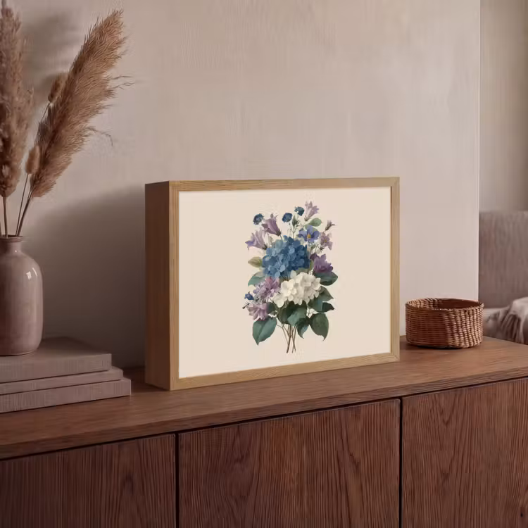 Bloemen - Gedetailleerd - Rust - Realistisch Light Box met batterij (Wandlamp) middel -sfeer2