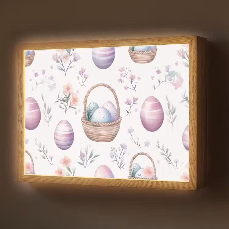 Bloemen - Paaseieren - Patroon Light Box met batterij (Wandlamp) middel -z3d_website