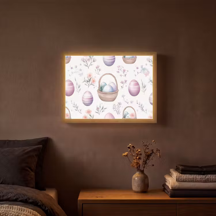 Bloemen - Paaseieren - Patroon Light Box met batterij (Wandlamp) middel -sfeer4
