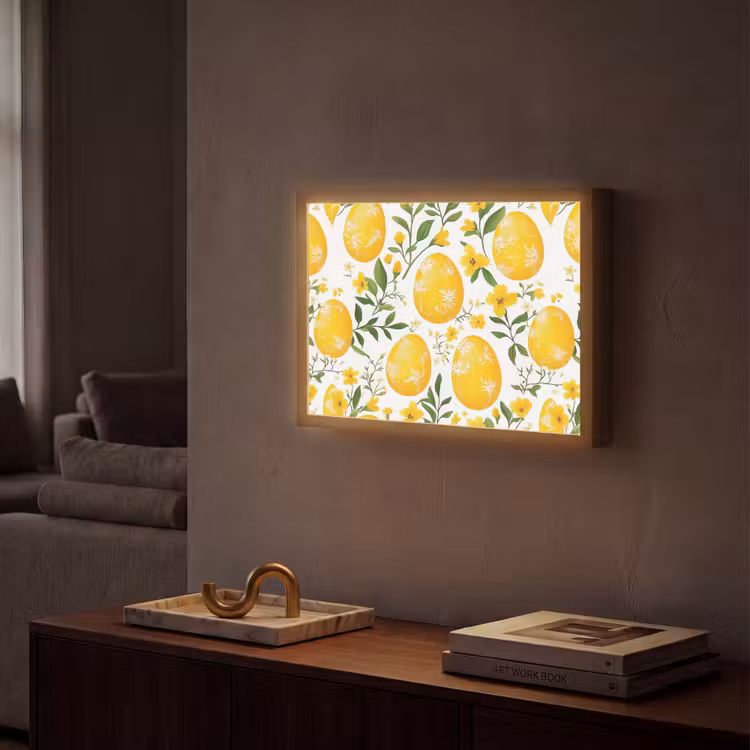 Bloemen - Paaseieren - Geel Light Box met batterij (Wandlamp) middel -sfeer1