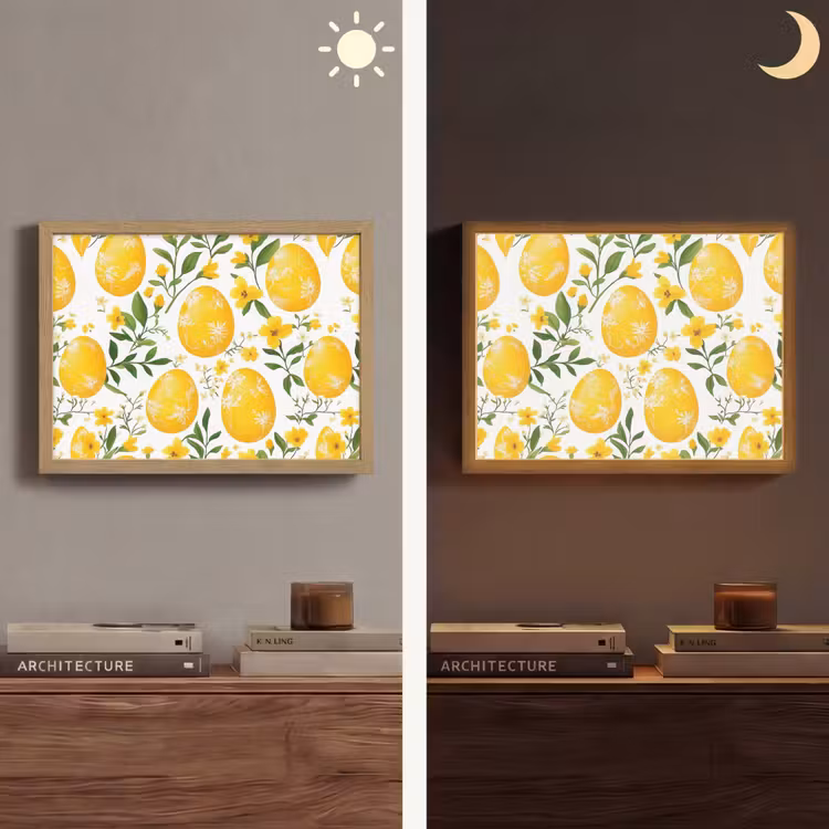 Bloemen - Paaseieren - Geel Light Box met batterij (Wandlamp) middel -sfeer3