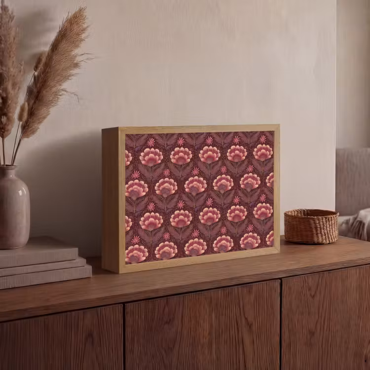 Bloemen - Waaier - Paars Light Box met batterij (Wandlamp) middel 907 -sfeer2