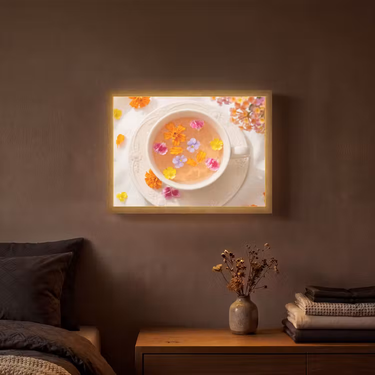 Bloemen - Kop - Natuur - Kleurrijk - Zomer Light Box met batterij (Wandlamp) middel -sfeer4