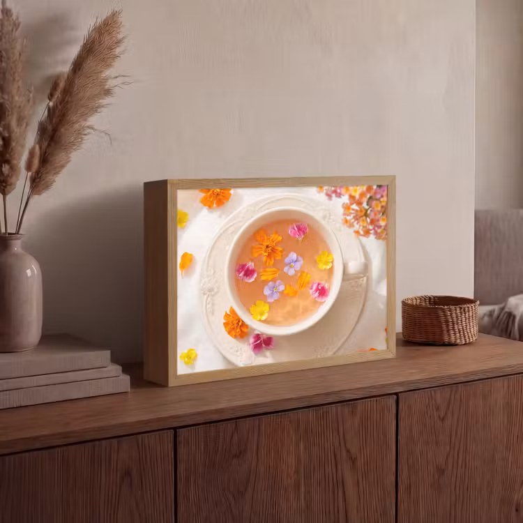 Bloemen - Kop - Natuur - Kleurrijk - Zomer Light Box met batterij (Wandlamp) middel -sfeer2