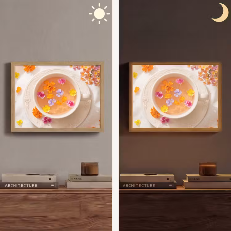 Bloemen - Kop - Natuur - Kleurrijk - Zomer Light Box met batterij (Wandlamp) middel -sfeer3