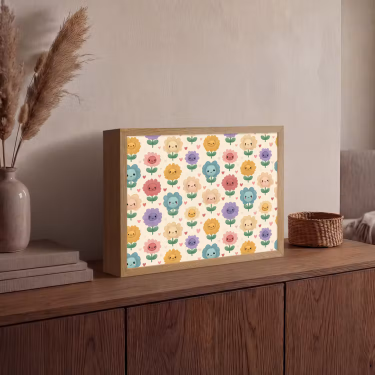 Bloemen - Hartjes - Kleurrijk Light Box met batterij (Wandlamp) middel 907 -sfeer2