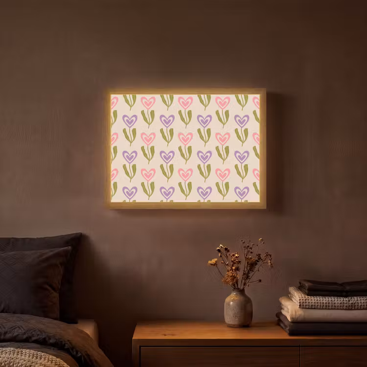 Bloemen - Hartjes - Patroon Light Box met batterij (Wandlamp) middel 907 -sfeer4