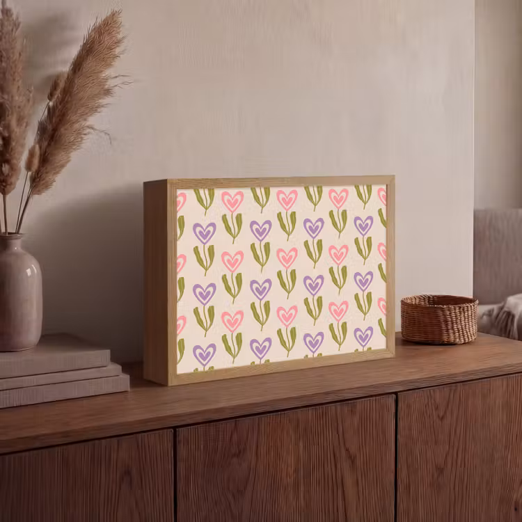 Bloemen - Hartjes - Patroon Light Box met batterij (Wandlamp) middel 907 -sfeer2