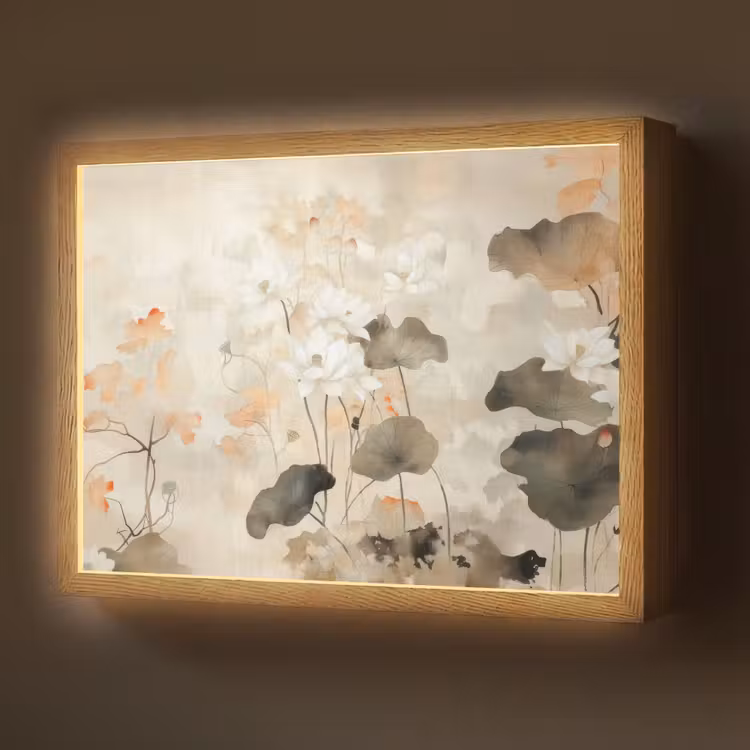 Bloemen - Japandi - Wabi sabi Light Box met batterij (Wandlamp) middel -z3d_website