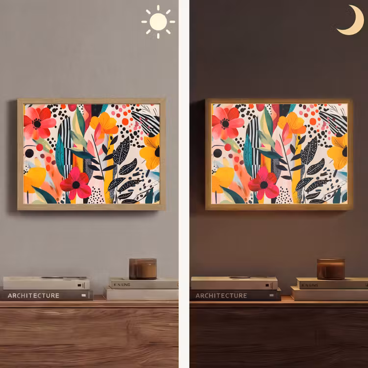 Bloemen - Bladeren - Abstract - Kleurrijk Light Box met batterij (Wandlamp) middel -sfeer3