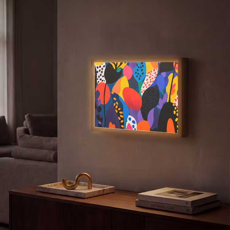 Bloemen - Bladeren - Abstract - Rood Light Box met batterij (Wandlamp) middel -sfeer1