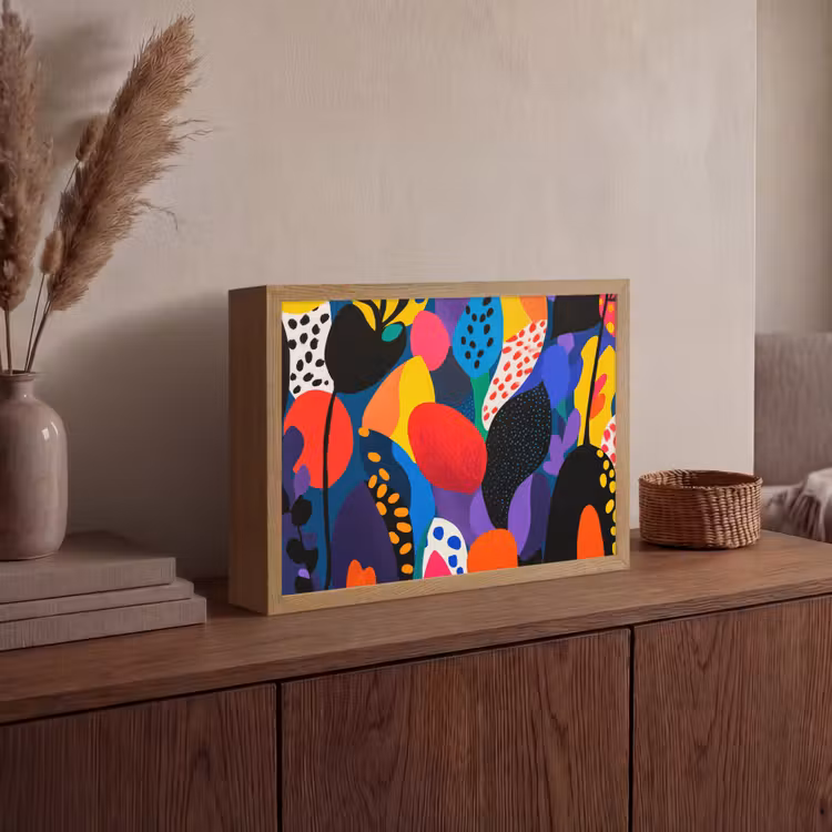 Bloemen - Bladeren - Abstract - Rood Light Box met batterij (Wandlamp) middel -sfeer2
