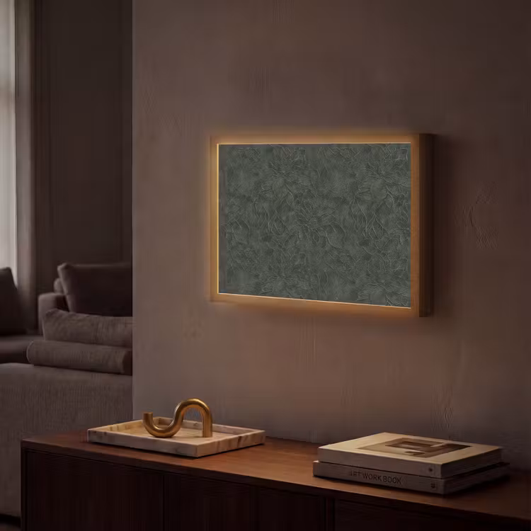 Bloemen - Lijnen - Groen Light Box met batterij (Wandlamp) middel 907 -sfeer1