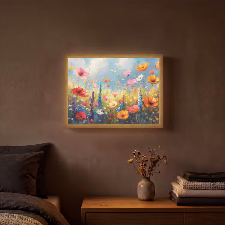 Bloemen - Natuur - Botanisch - Kunst Light Box met batterij (Wandlamp) middel -sfeer4