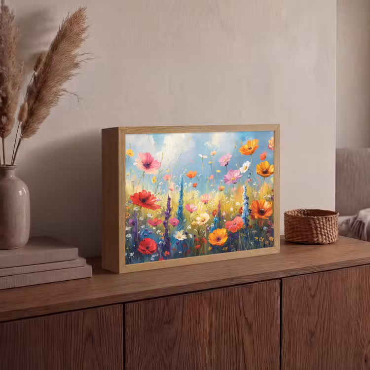 Bloemen - Natuur - Botanisch - Kunst Light Box met batterij (Wandlamp) middel -sfeer2